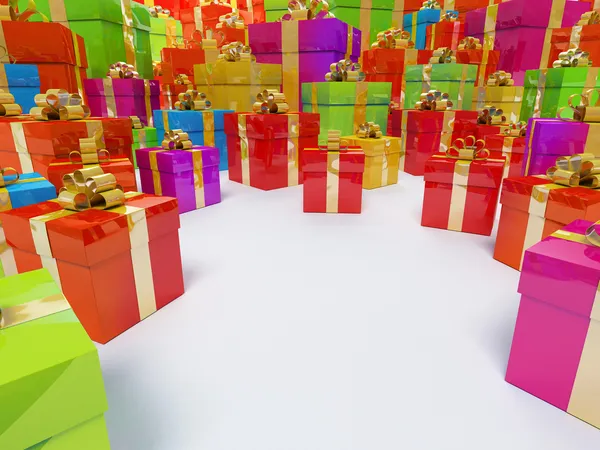 Farbige Schachteln mit Geschenken Urlaub Cliparts — Stockfoto