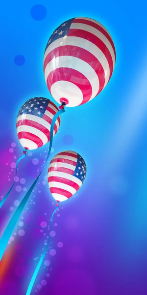 4 lipca balony w barwach narodowych usa bandery — Zdjęcie stockowe