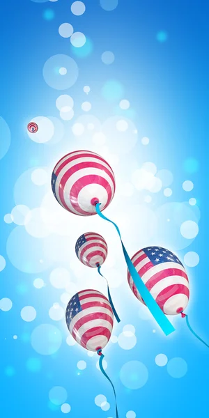 7 月 4 日、アメリカの国旗の色の風船のフラグします。 — ストック写真