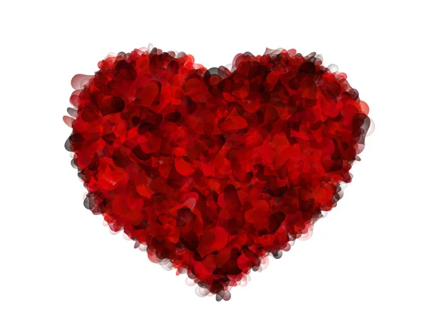 Красное сердце лепестков на белом фоне — стоковое фото