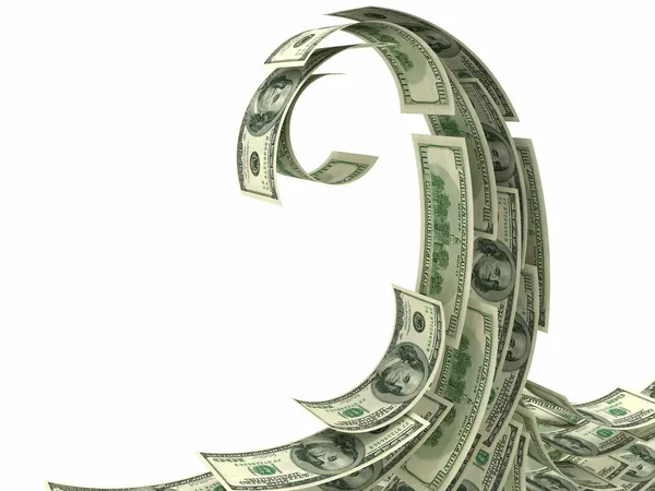 Dollars wave isolated on white — Stock Photo, Image