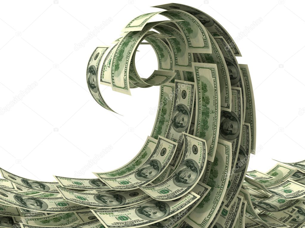 Money wave isolated on white