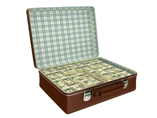 Millionen Dollar im Koffer — Stockfoto