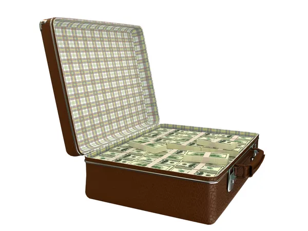 Miljoner dollar i resväska — Stockfoto