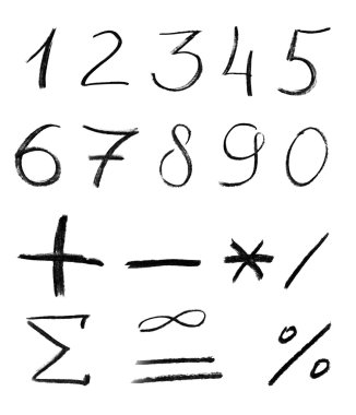 Pencil sketch of numbers clipart