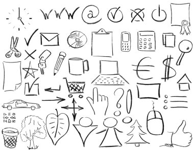 Pencil sketches of most popular business things clipart