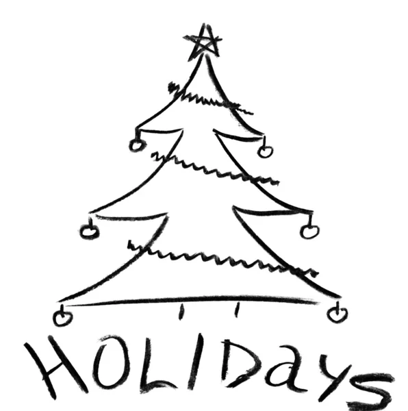 Náčrt tužkou vánočního stromu — Stock fotografie