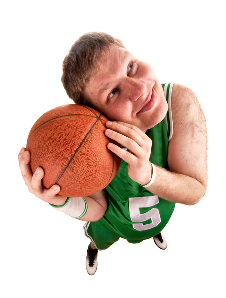 Portrét basketbalový hráč s míčem — Stock fotografie