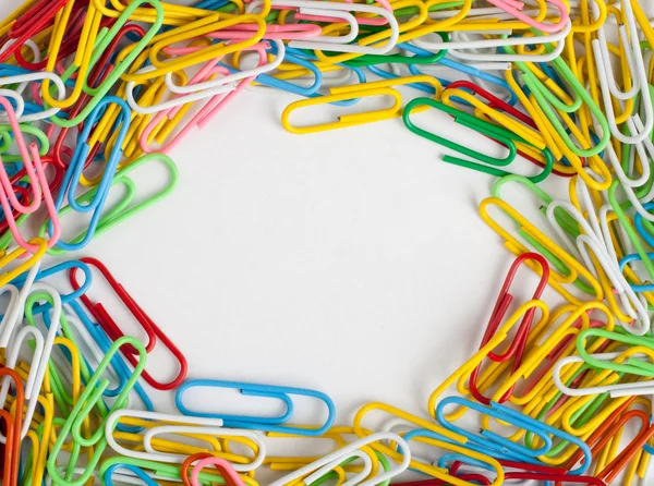 Frame of colorful paper clips — Stock Photo, Image