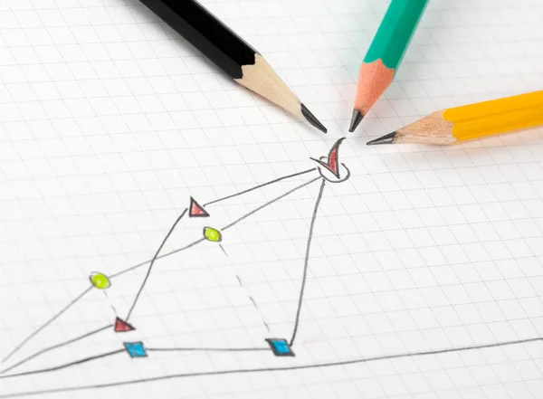 Framgång business skiss med tre pennor — Stockfoto