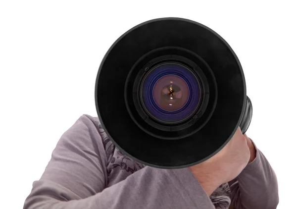 Fotografer dengan lensa besar — Stok Foto