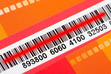 Bar code with red scanner laser clipart