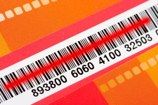 Bar code met rode scanner laser — Stockfoto