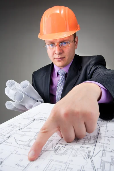Pensive contractor — Stock Photo, Image