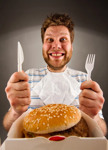 Kész arra, hogy enni burger — Stock Fotó