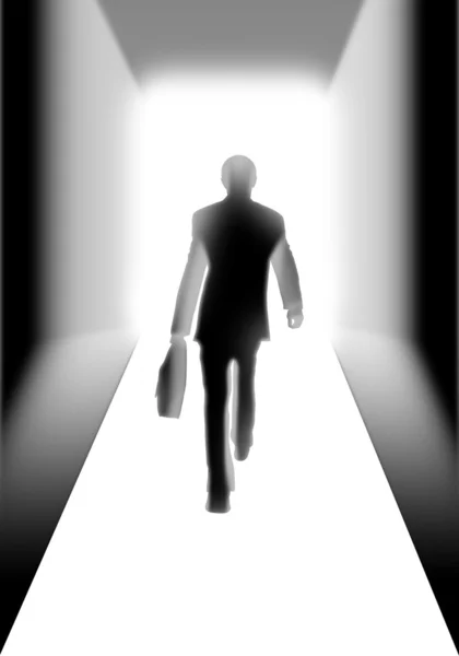 Businessman walking to the light — Stock Photo, Image