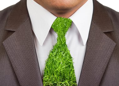 Businessman formal suit with grass tie clipart