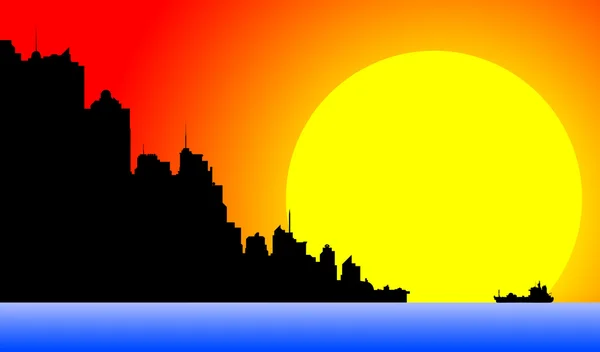 Stadtbild der Innenstadt bei Sonnenuntergang — Stockfoto