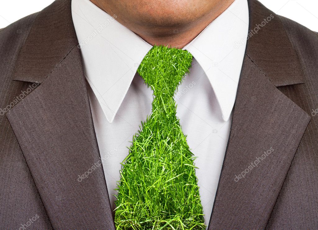 Businessman formal suit with grass tie