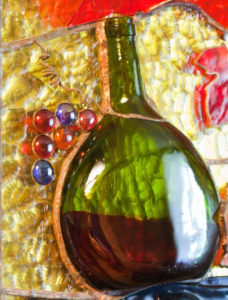 Composizione in vetro colorato del tema del vino — Foto Stock