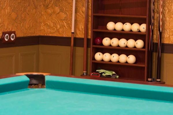 Billiards table and equipment — Stock Photo, Image