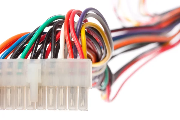 Ficha elétrica com cabos coloridos — Fotografia de Stock