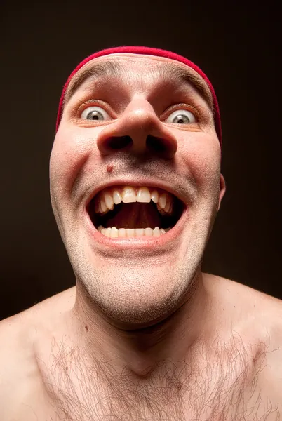 Portrait of insane surprised man Stock Image