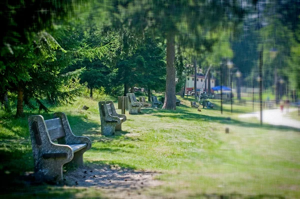 Panchine in parco — Foto Stock
