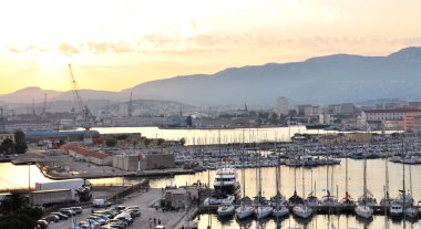 The port of Toulon at dusk clipart