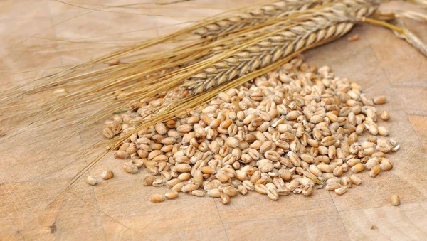 Getreidekörner auf Holzbrett — Stockfoto