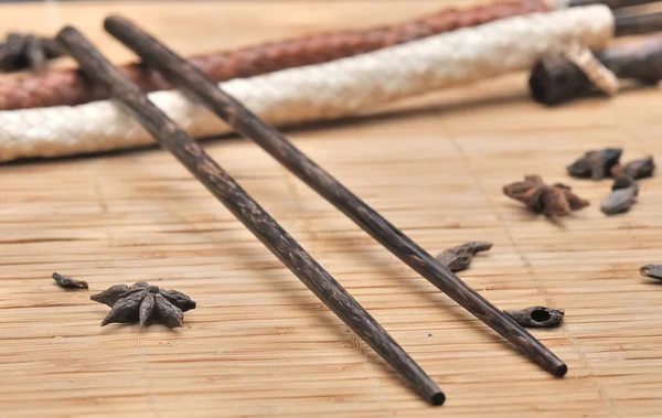 stock image Various spices and chopsticks