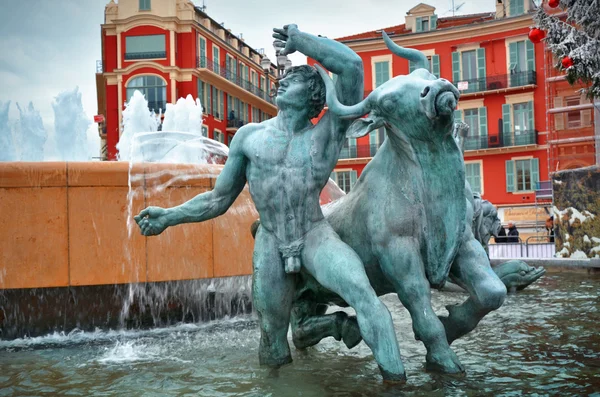 Fontana in Plaza Massena, Nizza — Foto Stock