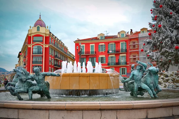 Площадь Plaza Massena в Ницце, Франция — стоковое фото