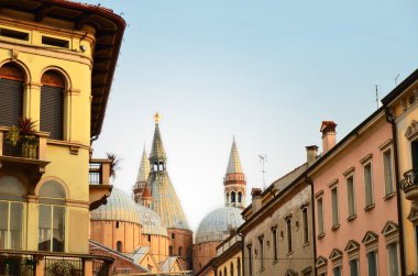 Beautiful old buildings and Saint Anthony Church in Padova, Italy clipart