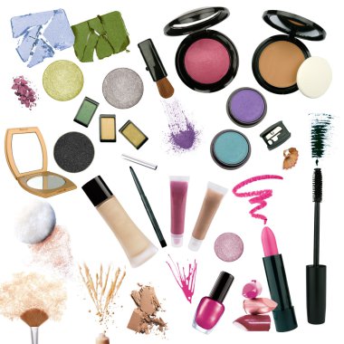 Various cosmetics isolated on white background clipart