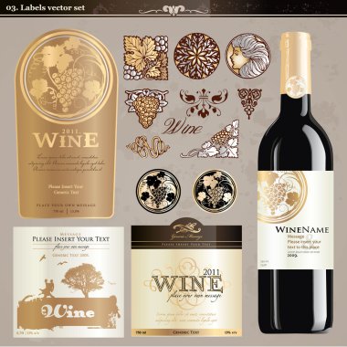 Wine labels set clipart