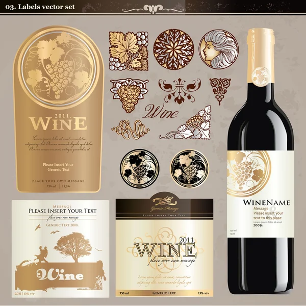 Conjunto de rótulos de vinho —  Vetores de Stock