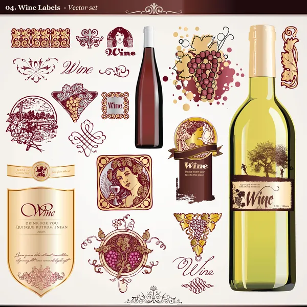 Şarap etiketleri kümesi — Stok Vektör