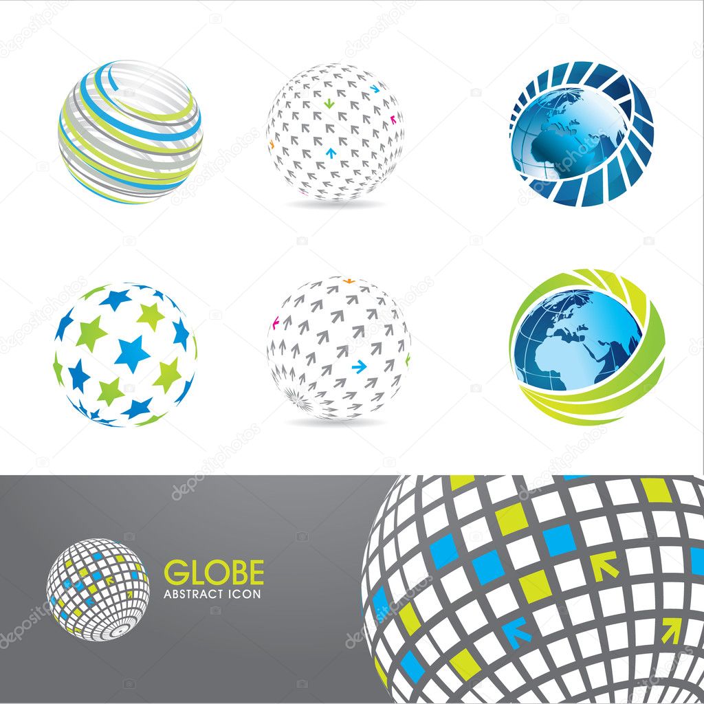Set of globe icons