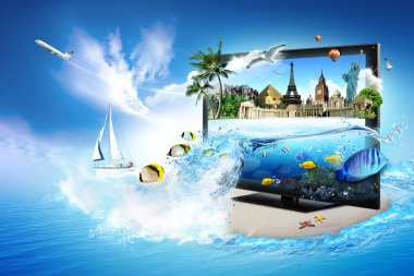 3D TV - world in your home clipart