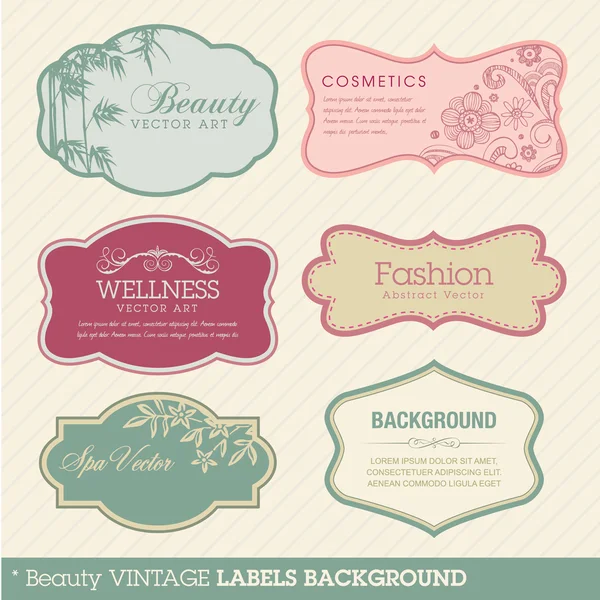 Schoonheid vintage etiketten achtergrond — Stockvector