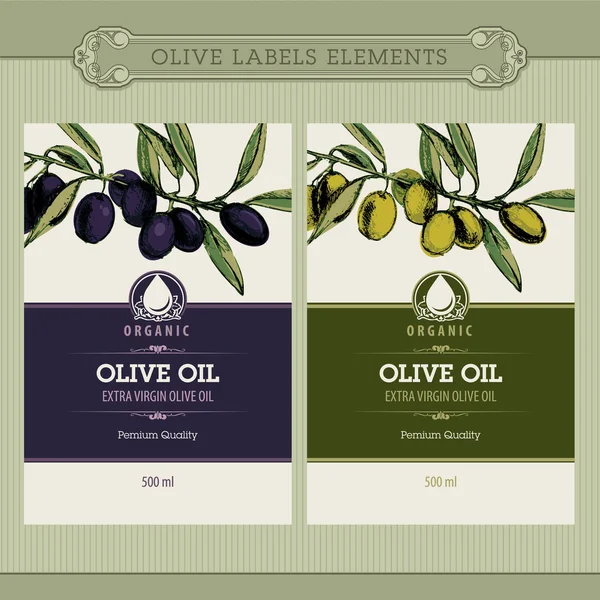 Set olijfolie etiketten — Stockvector