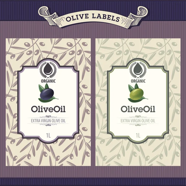 Uppsättning olivolja etiketter — Stock vektor