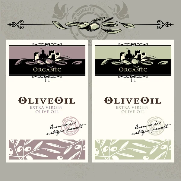 Ensemble d'étiquettes d'huile d'olive — Image vectorielle
