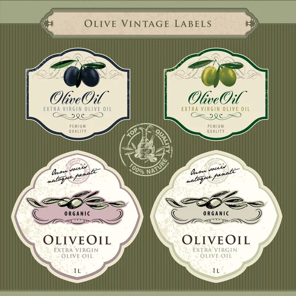 Olívaolaj-címkekészlet — Stock Vector