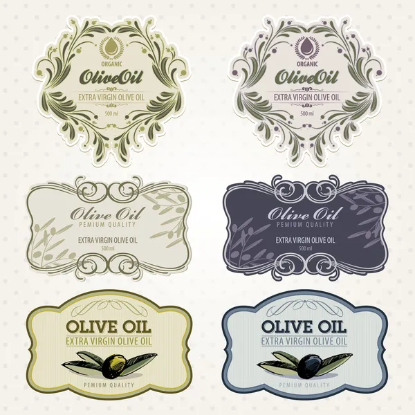Set de etiquetas de aceite de oliva — Vector de stock