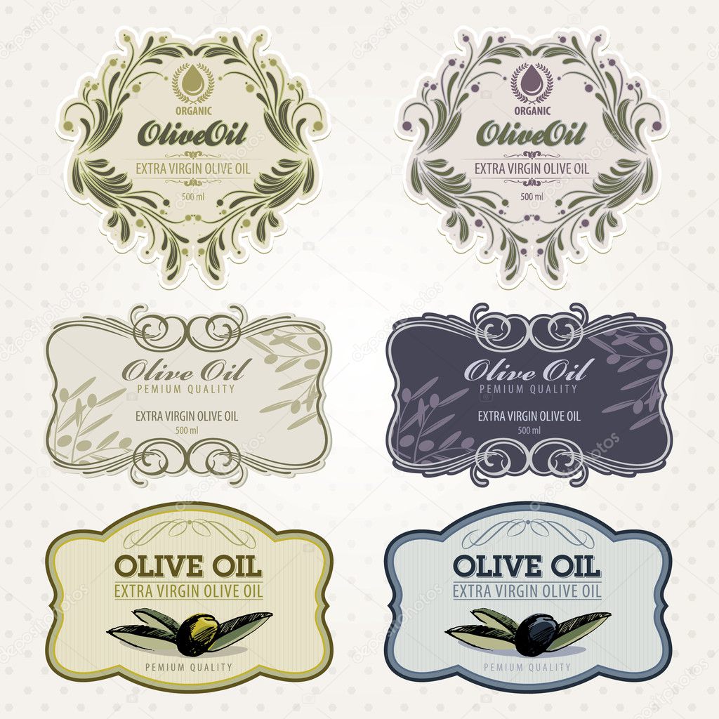 Olive oil labels set