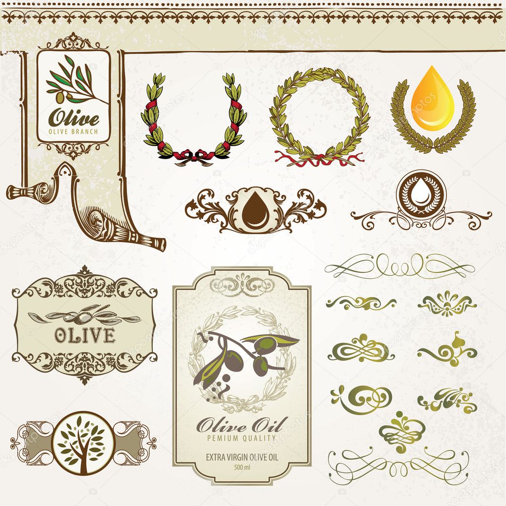 Collection of olive elements