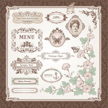 Collection of vintage elements clipart