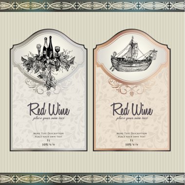 Set of wine labels clipart